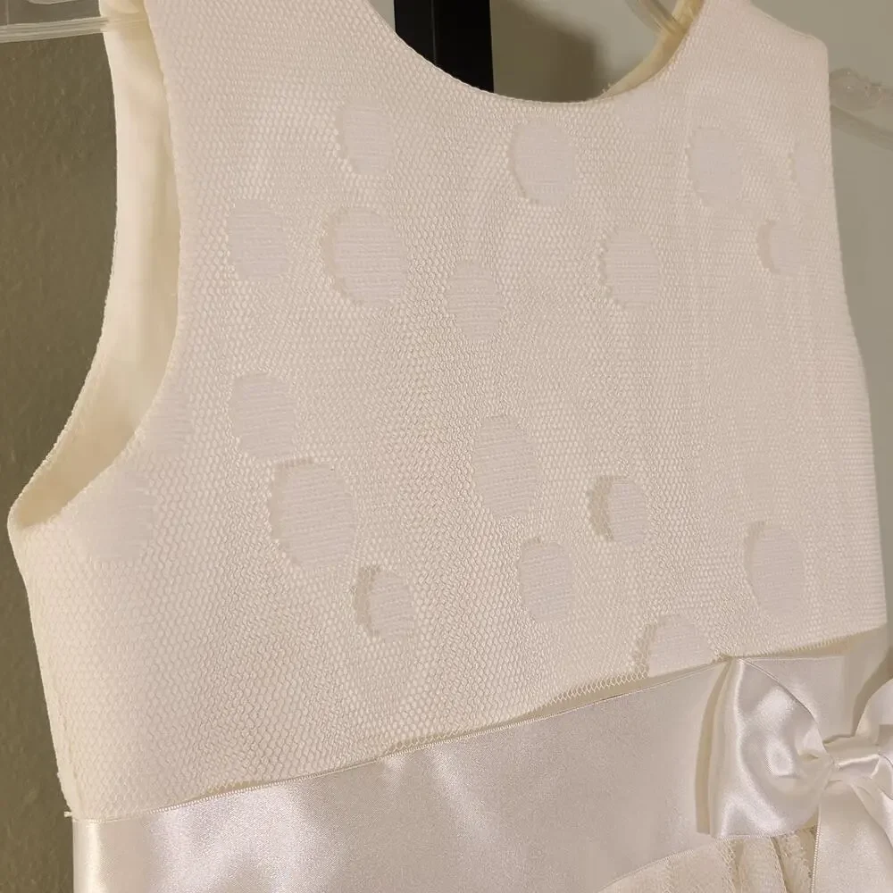 JOAN CALABRESE for Mon Cheri NWT White Polka Dot Dress, Size 5